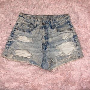 AMERICAN EAGLE - Light Blue Distressed Denim Shorts